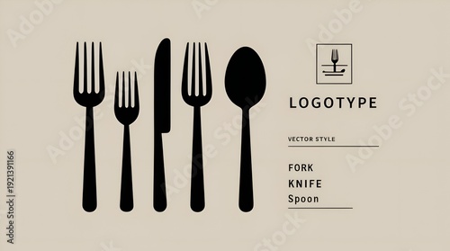 Flat Style Set of Fork, Knife, and Spoon