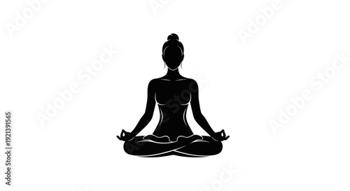 Woman Meditating in Lotus Position.