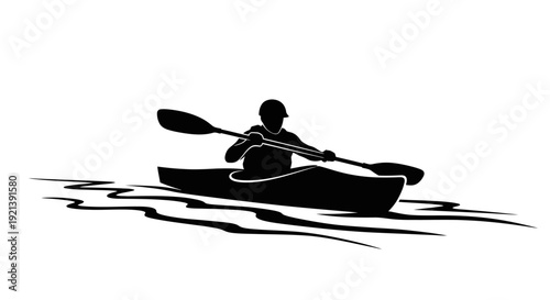 Person Paddling a Kayak Silhouette.