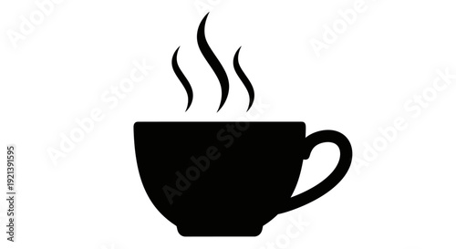 Black Coffee Cup Silhouette Illustration.