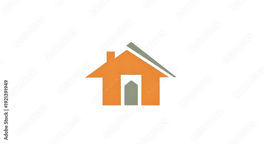 Fototapeta premium Simple orange house icon graphic design.