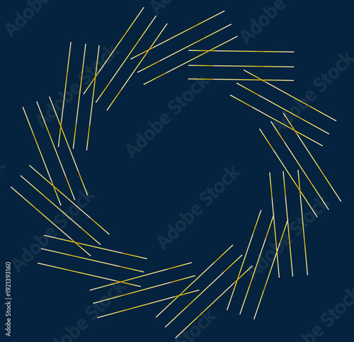 Elegant gold line circular frame on dark blue background