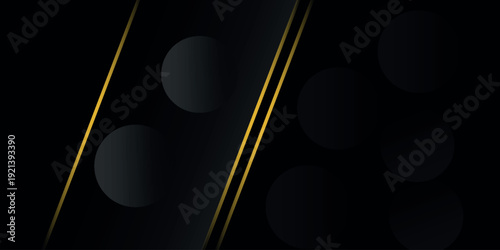 Dark abstract background with simple and elegant arrangement geometric shapes. Modern and minimalist design with luxurious gold diagonal line decoration. EPS. 3