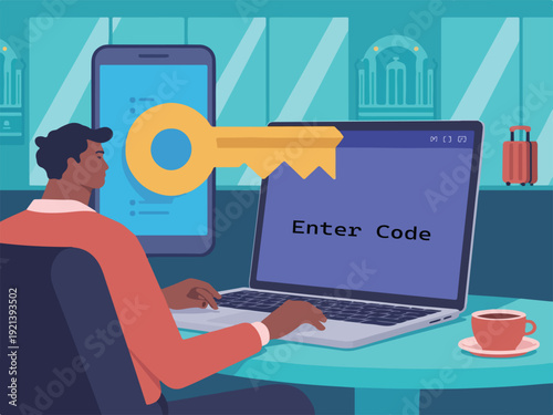 Secure Two-Factor Authentication (2FA) and Digital Cyber Security Illustration Collection