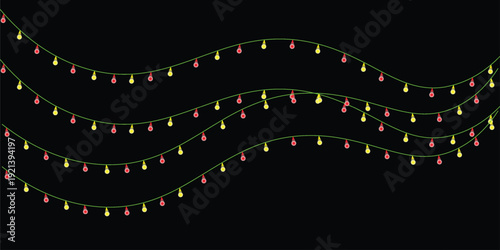 A string of colorful christmas lights on a dark background