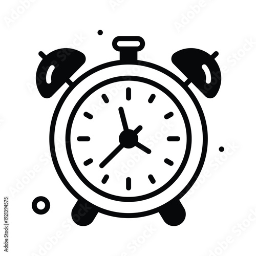 A well crafted glyph icon representing alarm clock for sehri