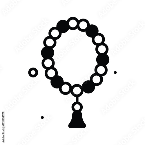 A customizable glyph icon showing tasbih prayer beads for dhikr