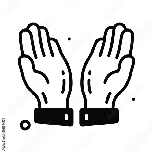 A trendy glyph icon showing pray hands gesture for worship