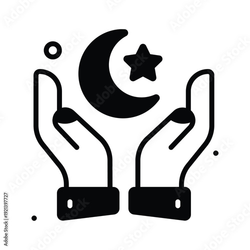 A premium glyph icon representing muslim faith symbol
