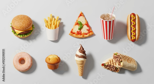 Miniature Fast Food and Desserts Display.