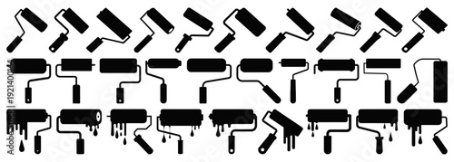 Paint Roller Silhouette Collection for Home Renovation and Interior Decorating - Transparent Background