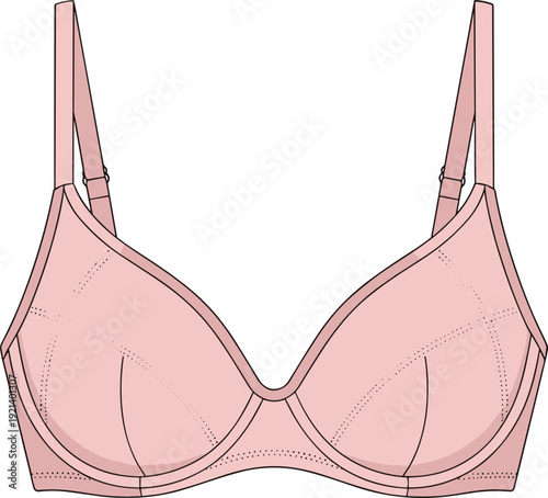 Women Bra Vector Illustration with Adjustable Straps and Comfortable Lingerie Undergarment Design for Fashion and Clothing Projects