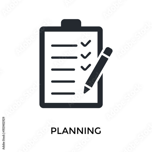 Planning Icon Glyph Style. Vector Illustration For Graphic Design