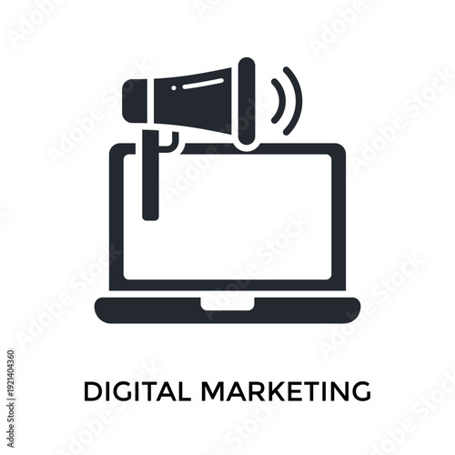 Digital Marketing Icon Glyph Style. Vector Illustration For Graphic Design