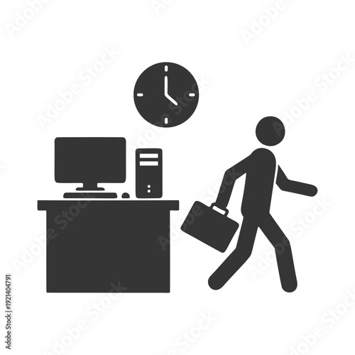 定時退社する人物のシルエットアイコン