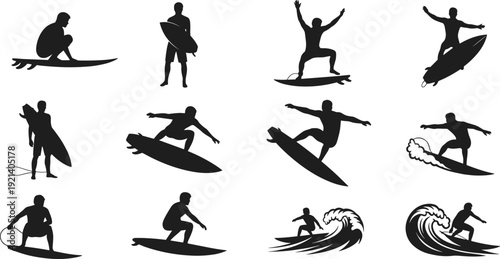 Set of black silhouettes featuring male sprinters and track athletes in various action poses including starting blocks, hurdles, and victory celebration.