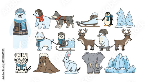 Arctic Animals Collection: An enchanting assortment of arctic animals, each meticulously illustrated with whimsical detail, ready to inspire and captivate. 