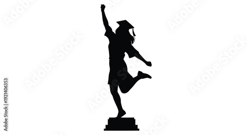 Silhouette of a graduating student joyfully celebrating their achievement