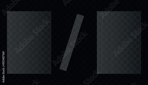 A grayscale image of three rectangular shapes on a black background