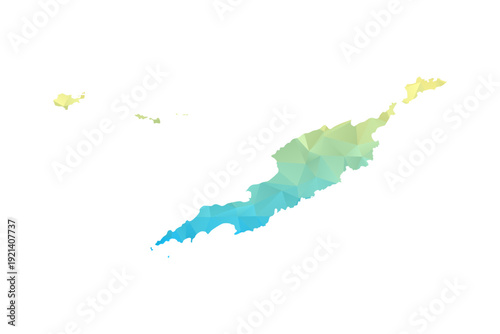 Anguilla Map - Polygon Style Vector Illustration in Blue and Yellow Gradient, Low Poly Geometric Design, Isolated on White Background for Infographics and Projects.