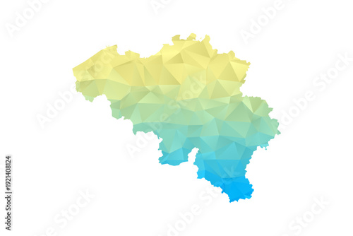 Belgium Map - Polygon Style Vector Illustration in Blue and Yellow Gradient, Low Poly Geometric Design, Isolated on White Background for Infographics and Projects.