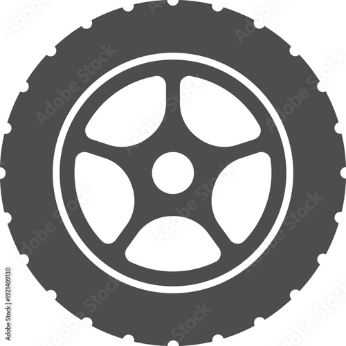 Automotive wheel graphic representing transport and mobility