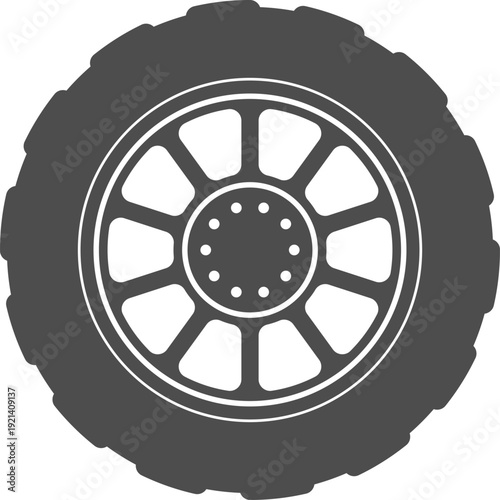 Heavy duty vehicle wheel with tire treads drawing