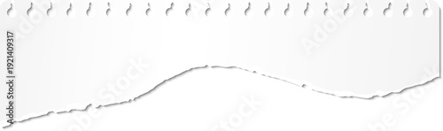 Torn white paper with holes from notebook