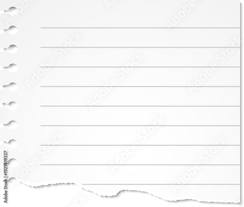 Lined notebook paper page with torn bottom edge