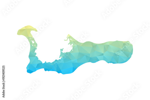 Cayman Islands Map - Polygon Style Vector Illustration in Blue and Yellow Gradient, Low Poly Geometric Design, Isolated on White Background for Infographics and Projects.
