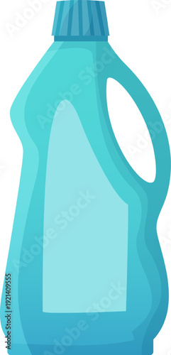 Blue plastic bottle holding liquid cleaning detergent for laundry