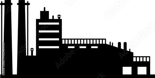 Factory building silhouette representing industry pollution manufacturing production
