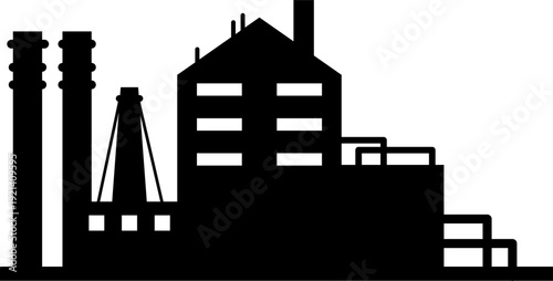 Industrial factory building silhouette symbolizing manufacturing and production