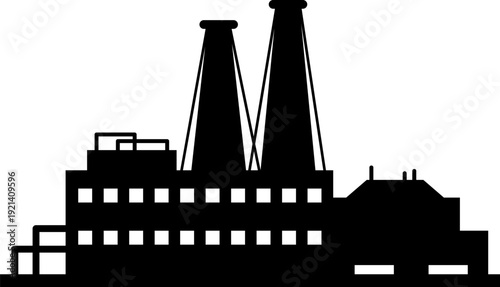 Factory building silhouette representing industrial production and energy