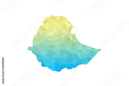Ethiopia Map - Polygon Style Vector Illustration in Blue and Yellow Gradient, Low Poly Geometric Design, Isolated on White Background for Infographics and Projects.