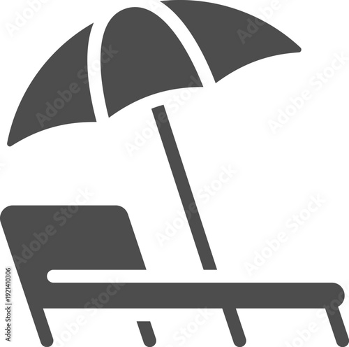 Beach umbrella and lounge chair icon for summer holidays