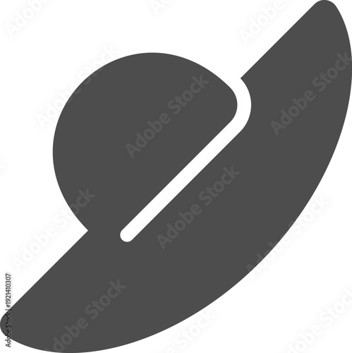 Wide brim beach hat icon representing summer vacation