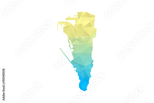 Gibraltar Map - Polygon Style Vector Illustration in Blue and Yellow Gradient, Low Poly Geometric Design, Isolated on White Background for Infographics and Projects.