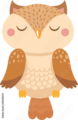 Cute cartoon owl sleeping peacefully