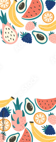 Summer fruit border forming a blank copy space