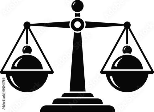 Balance scale illustration with justice concept, fairness symbol, equality artwork, legal design, law representation, decision-making process, equilibrium, rights protection, court judgment icon