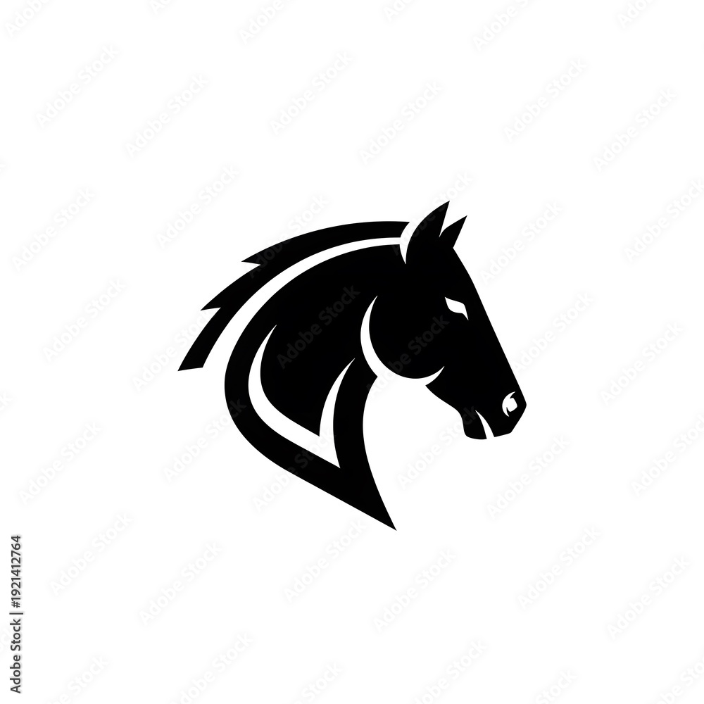 Fototapeta premium Black Horse Head Logo Silhouette Design