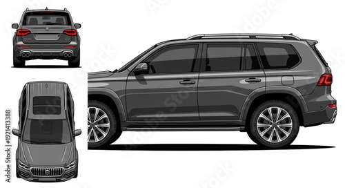 Gray SUV Vehicle Multiple Views.