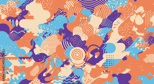 E-commerce icons depicting shopping, payment, and delivery in a modern digital landscape viewed from directly above