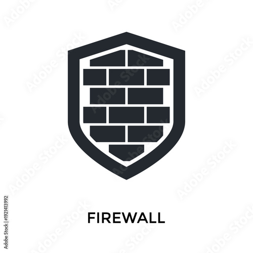 Firewall Icon Glyph Style. Vector Illustration For Graphic Design
