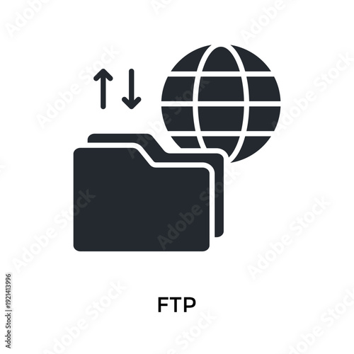 Ftp Icon Glyph Style. Vector Illustration For Graphic Design