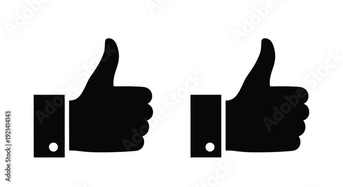 Two black thumbs up gestures a positive affirmation silhouette