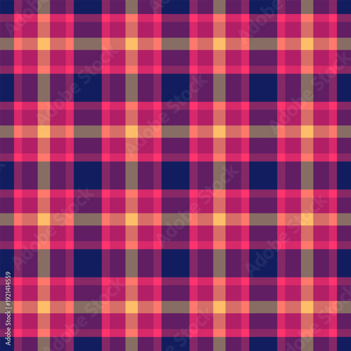 Single texture seamless pattern, 1950s background check plaid. Colour fabric textile vector tartan in pink and red colors.