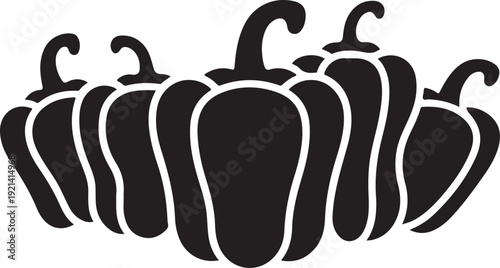 Set of hot chili silhouette peppers, isolated