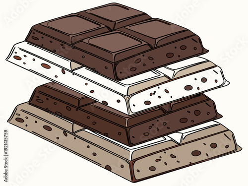 Stacked Chocolate Bars Illustration.